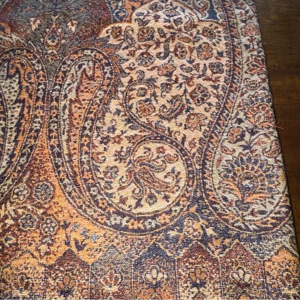 Klaus Duffy Pashmina Scarf Brown Earth Tone Floral Fringe 100% Wool 40